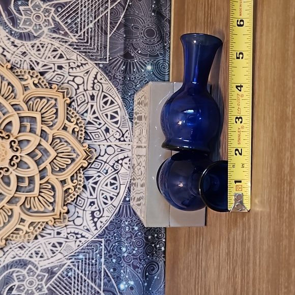 Vintage Colbalt Blue Flower Bud Vase Set - Picture 6 of 8